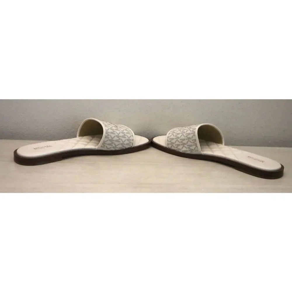 Michael Kors PV25E Women's Sz 10M Vanilla Monogram Quilted Slide Sandals - Picture 11 of 13